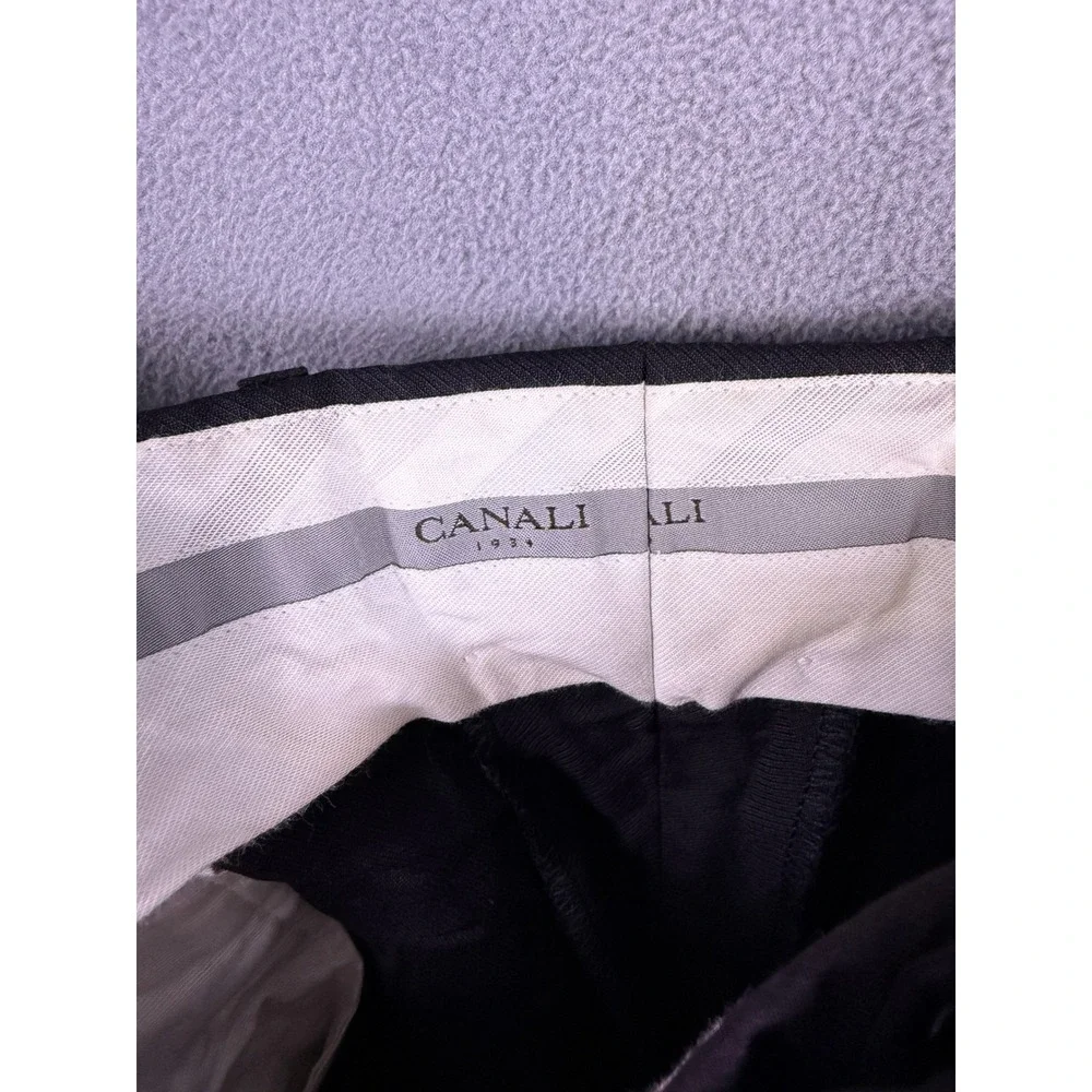 Canali Wool Dress Pants Mens 7 Black Trousers 39x30 Italy Luxury Business